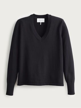 J. Crew State of Cotton NYC Ellie Black V-Neck Cashmere Sweater